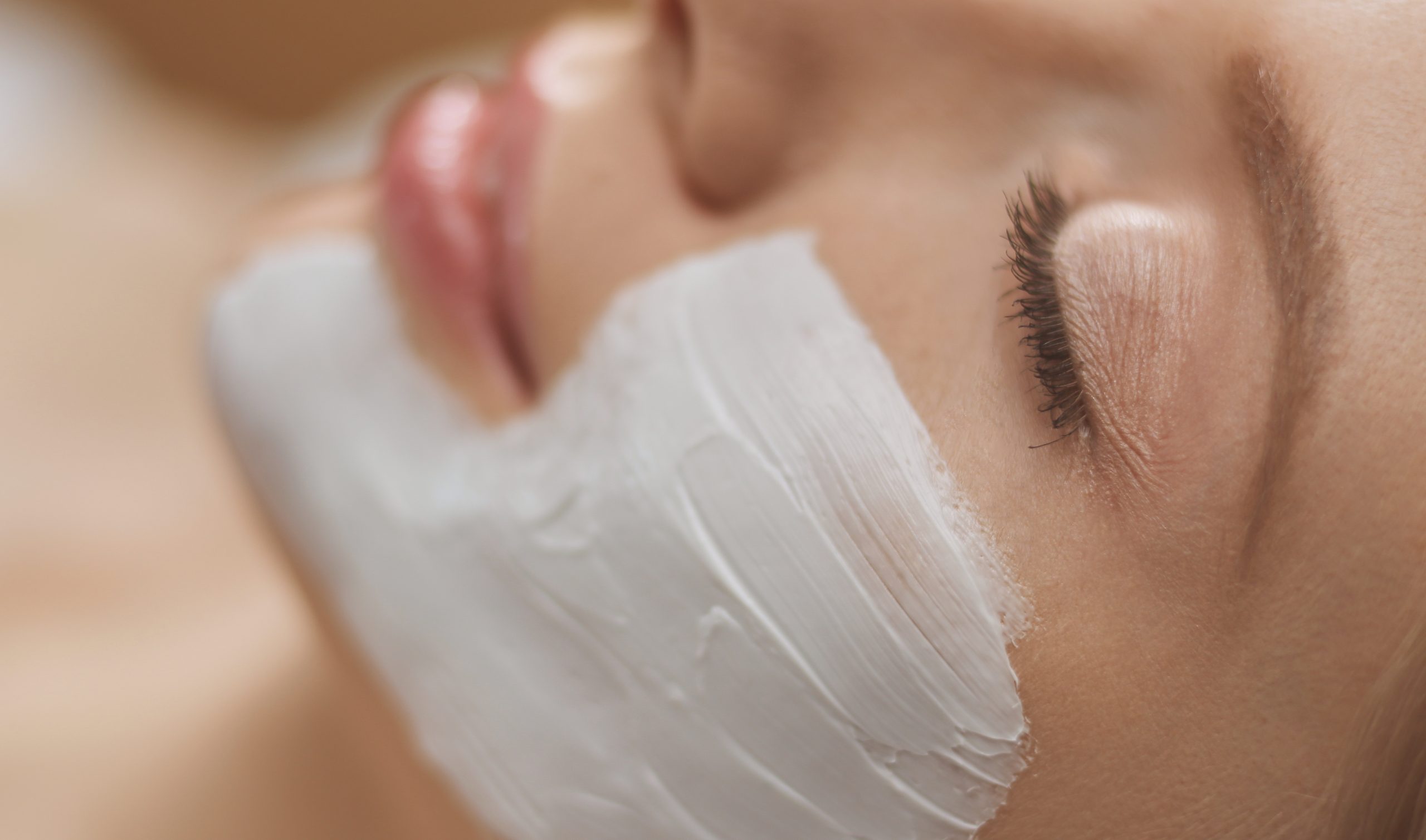 Spa facial mask application. Spa beauty organic facial mask application at day spa salon